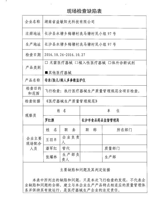 湖南省食药监局公布12家医疗器械生产企业飞行检查情况(图3)