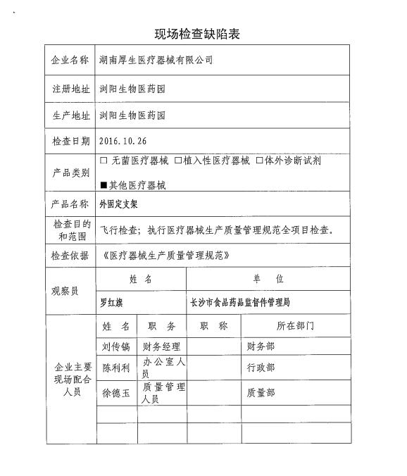 湖南省食药监局公布12家医疗器械生产企业飞行检查情况(图5)