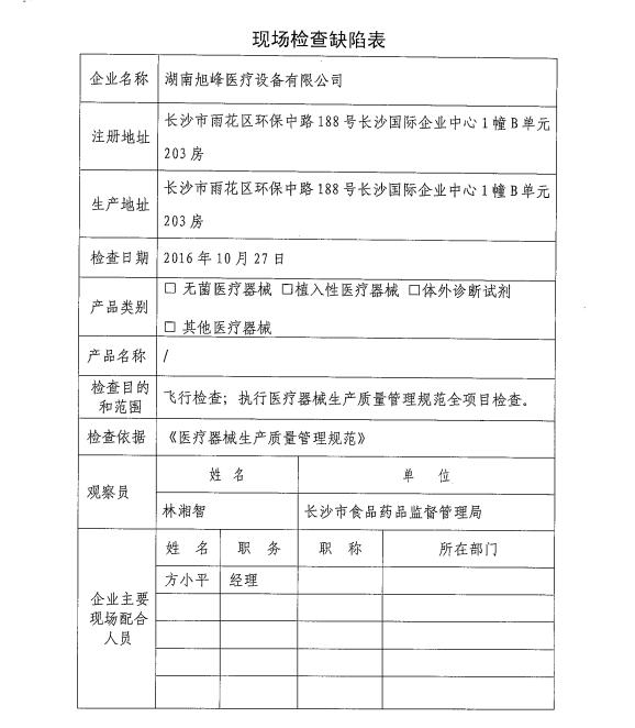 湖南省食药监局公布12家医疗器械生产企业飞行检查情况(图13)
