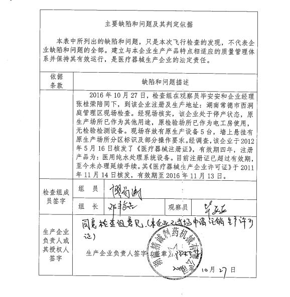 湖南省食药监局公布12家医疗器械生产企业飞行检查情况(图20)