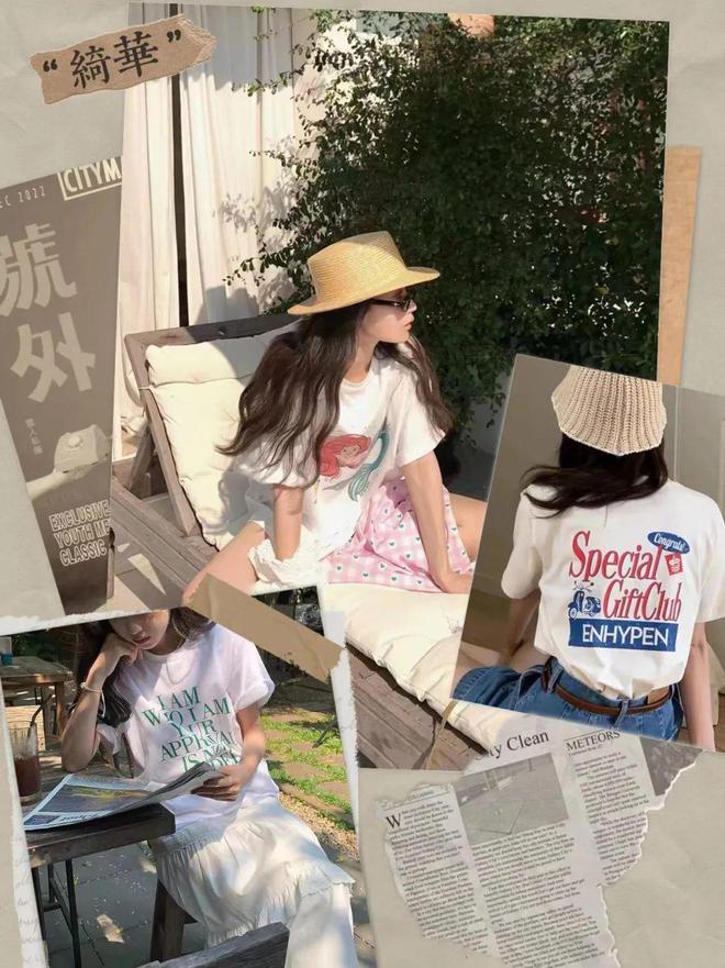 刘亦菲海外鲨疯了!印花T恤+牛仔阔腿裤都能穿得这么撩人!(图5)